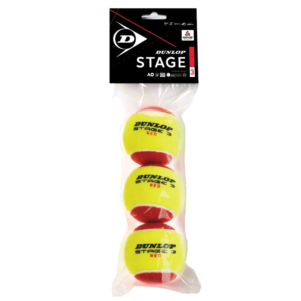 Dunlop Stage 3 Red/Yellow Junior Tennis Ball - Individual Pack (3 Balls) 3 Dunlop Stage 3 Red/Yellow Junior Tennis Ball - Individual Pack (3 Balls)