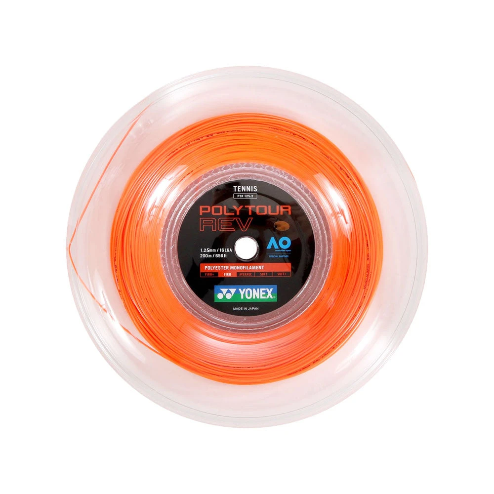 Yonex Poly Tour Rev 125 (200M) - Bright Orange 3 Yonex Poly Tour Rev 125 (200M) - Bright Orange